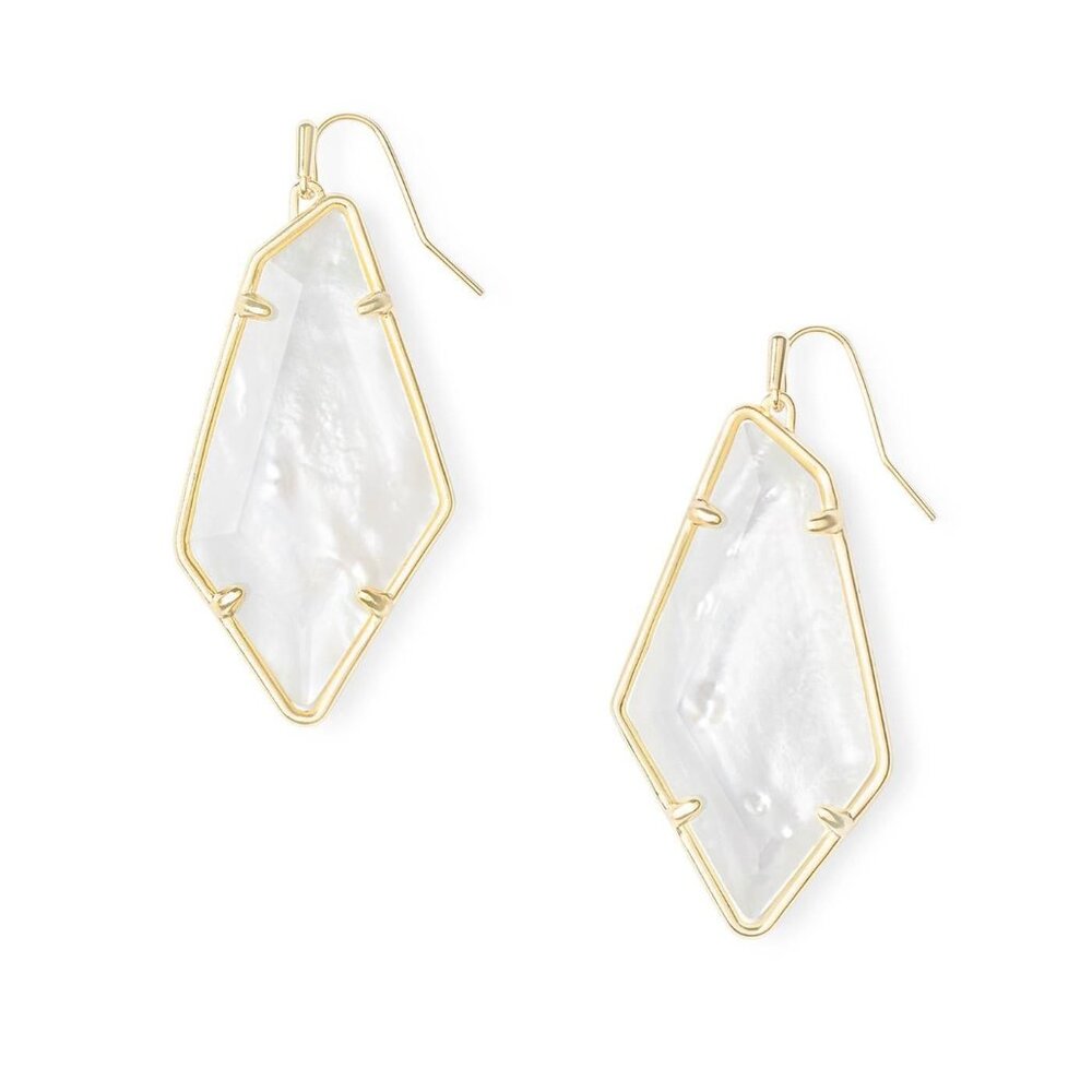Kendra Scott Emmie Drop Mother of Pearl and gold earrings jewelry